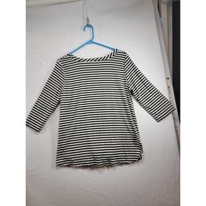 Jennie & Marlis Petite black/white striped blouse sz L